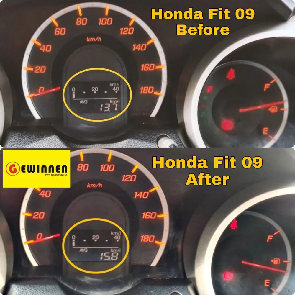 Honda Fit 2009 dashboard before and after Gewinnen installation